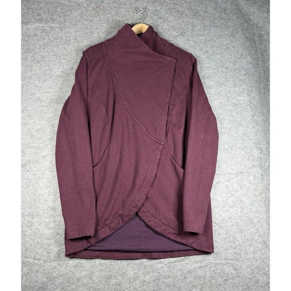 Lululemon Burgundy Heathered Wrap‎ Jacket Funnel Neck Asymmetrical Snap Size 10
